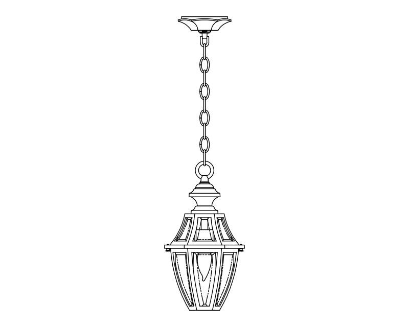 Augusta, Small, aluminum, Ceiling Mount, chain, Clear glass, (1) 60W INC, 120V